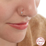 925 Silver Nose Ring Hoop Earring Zircon Cartilage Piercing