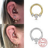 925 Silver Nose Ring Hoop Earring Zircon Cartilage Piercing
