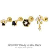 925 Silver CZ Cartilage Lip Stud Earrings