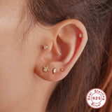 925 Silver CZ Cartilage Lip Stud Earrings