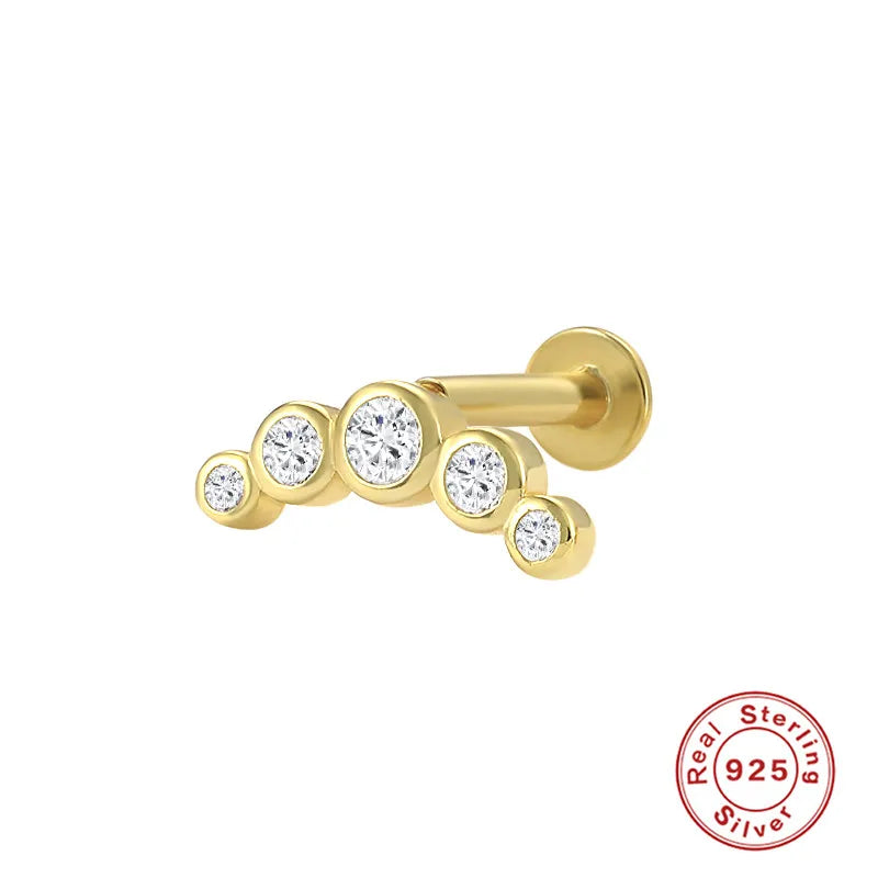 925 Silver CZ Cartilage Lip Stud Earrings