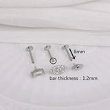 925 Silver CZ Cartilage Lip Stud Earrings