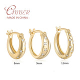 925 Silver Zircon Star Hoop Earrings 8mm 9mm 11mm