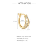 925 Silver Zircon Star Hoop Earrings 8mm 9mm 11mm