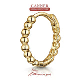 Golden Bead 925 Sterling Silver Hoop Earrings Fine Jewelry Wedding Party Aretes