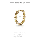 Golden Bead 925 Sterling Silver Hoop Earrings Fine Jewelry Wedding Party Aretes