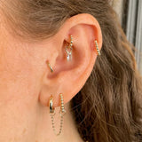 Golden Bead 925 Sterling Silver Hoop Earrings Fine Jewelry Wedding Party Aretes