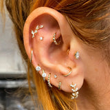 Golden Bead 925 Sterling Silver Hoop Earrings Fine Jewelry Wedding Party Aretes
