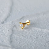 Colorful Zircon 925 Silver Stud Earrings Spiral Cartilage Piercing Ear Studs