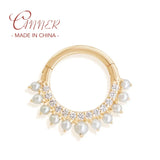 925 Silver Pearl Hoop Earrings Cubic Zircon Jewelry