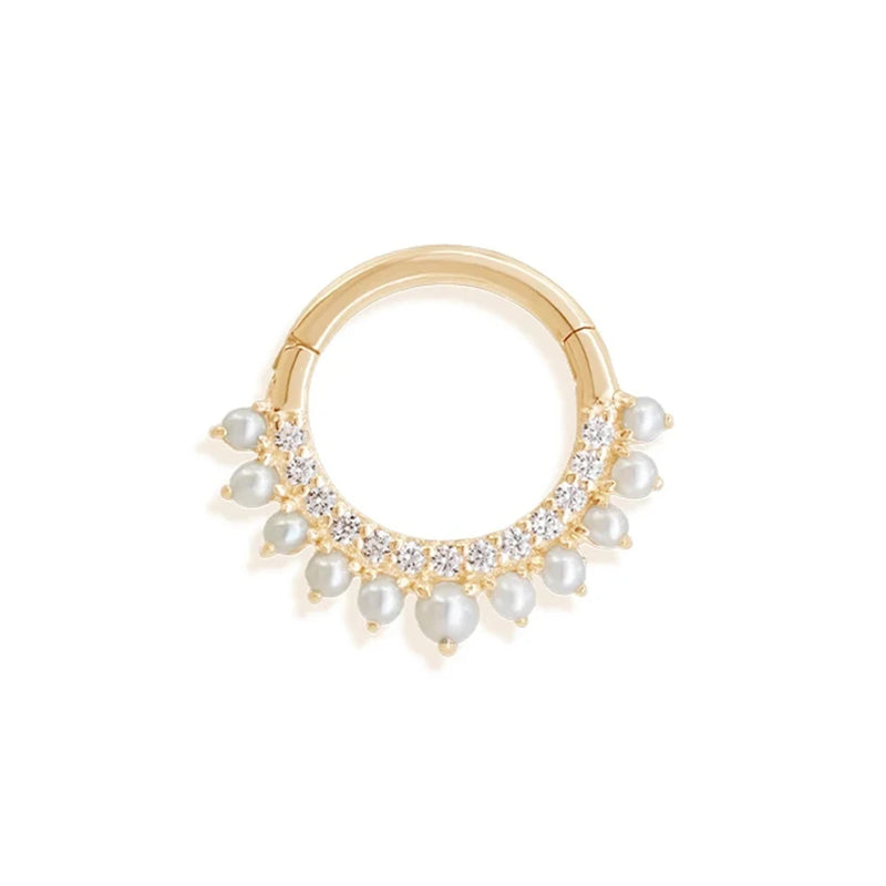 925 Silver Pearl Hoop Earrings Cubic Zircon Jewelry