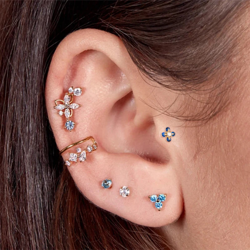 Plum Diamond Earrings Silver 925 Stud Earrings Fine Jewelry
