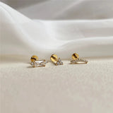 925 Sterling Silver Tragus Piercing Stud Earring Zircon Labret Lip Ring