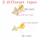 925 Sterling Silver Tragus Piercing Stud Earring Zircon Labret Lip Ring