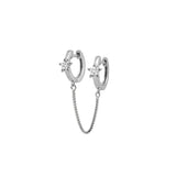 S925 Double Hoops Earring Zircon Star Chain Women Jewelry