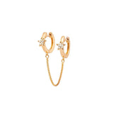S925 Double Hoops Earring Zircon Star Chain Women Jewelry