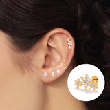 Zircon 925 Silver Plating Stud Earrings for Women Lip Cartilage Jewelry
