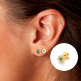 Zircon 925 Silver Plating Stud Earrings for Women Lip Cartilage Jewelry