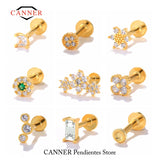 Zircon 925 Silver Plating Stud Earrings for Women Lip Cartilage Jewelry