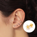 Zircon 925 Silver Plating Stud Earrings for Women Lip Cartilage Jewelry