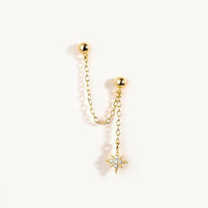 S925 Sterling Silver Stud Earrings with Double Pendant