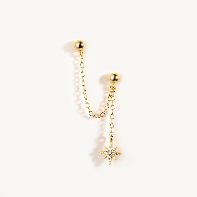 S925 Sterling Silver Stud Earrings with Double Pendant