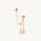 S925 Sterling Silver Stud Earrings with Double Pendant