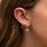 S925 Sterling Silver Stud Earrings with Double Pendant