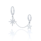 S925 Sterling Silver Stud Earrings with Double Pendant