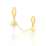 S925 Sterling Silver Stud Earrings with Double Pendant
