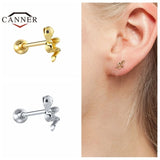 925 Silver Snake Zircon Stud Earrings Mini Piercing Earring