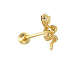 925 Silver Snake Zircon Stud Earrings Mini Piercing Earring