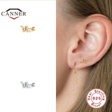 925 Silver Snake Zircon Stud Earrings Mini Piercing Earring
