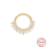 925 Silver Vintage Circle Hoop Earring Golden Pearl Hoops Jewelry