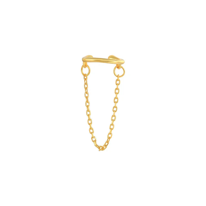 925 Silver Chain Ear Clip Cuff Earrings for Women Jewelry Pendientes