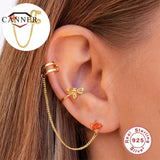 925 Silver Chain Ear Clip Cuff Earrings for Women Jewelry Pendientes