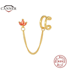 925 Silver Chain Ear Clip Cuff Earrings for Women Jewelry Pendientes