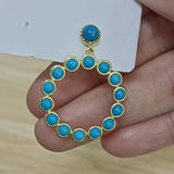 Real S925 Sterling Silver Retro Single Stud Earrings Turquoise Pendant