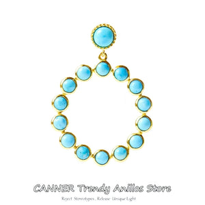 Real S925 Sterling Silver Retro Single Stud Earrings Turquoise Pendant