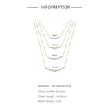 925 Silver Necklace Women's Pendente Chain Wedding Jewelry