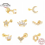 925 Silver CZ Stud Earrings Women Small Piercing Jewelry