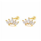 925 Silver CZ Stud Earrings Women Small Piercing Jewelry