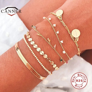 925 Sterling Silver Disc Bracelet For Women Fine Jewelry