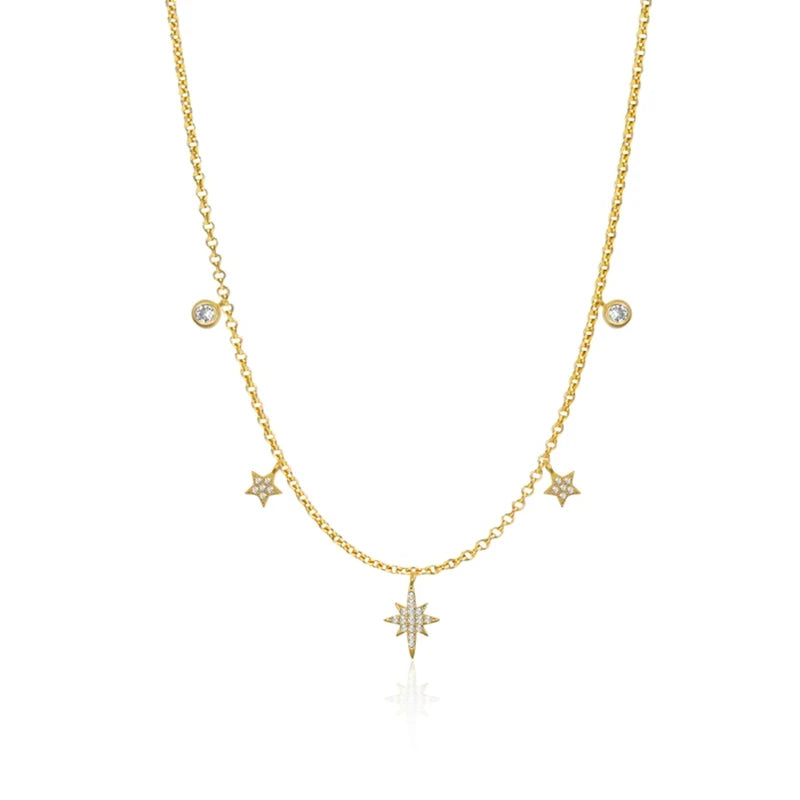 925 Silver Mini Star Cross Necklace for Women