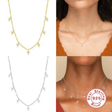 925 Silver Mini Star Cross Necklace for Women