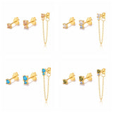 925 Sterling Silver Zircon Stud Earrings Set for Women