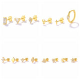 925 Sterling Silver Zircon Stud Earrings Set for Women