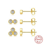 925 Sterling Silver Zircon Stud Earrings Set for Women