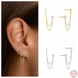 925 Silver Four Flowers Stud Earrings Double Aretes Borla Kraakbeen