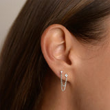 925 Silver Four Flowers Stud Earrings Double Aretes Borla Kraakbeen